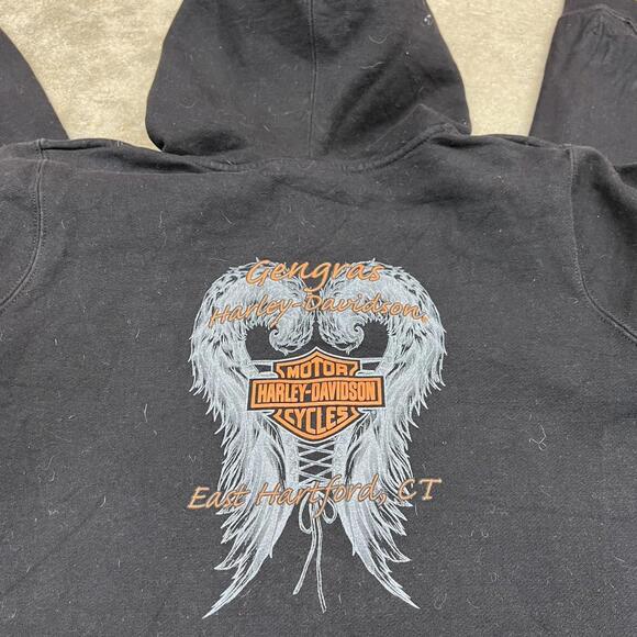 vintage harley davidson spell out angel wings hoodie sweatshirt size xl WOMENS - Picture 4 of 4